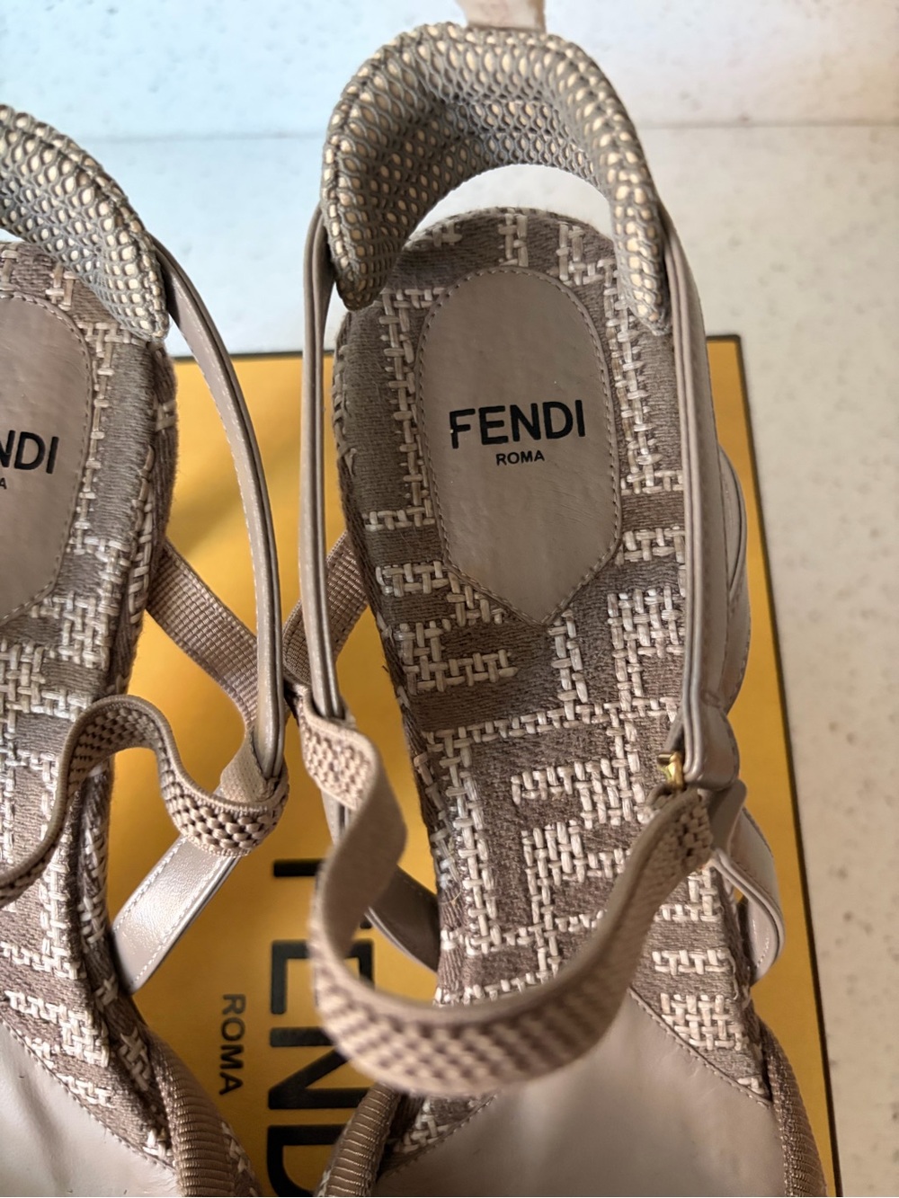Fendi Colibri Taupe Monogram Pointed Slingback Heels - Picture 3 of 16